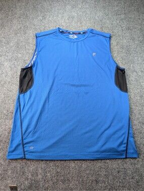 FILA Sport Men's Sleeveless Athletic Shirt XXL Blue Black Muscle Shirt